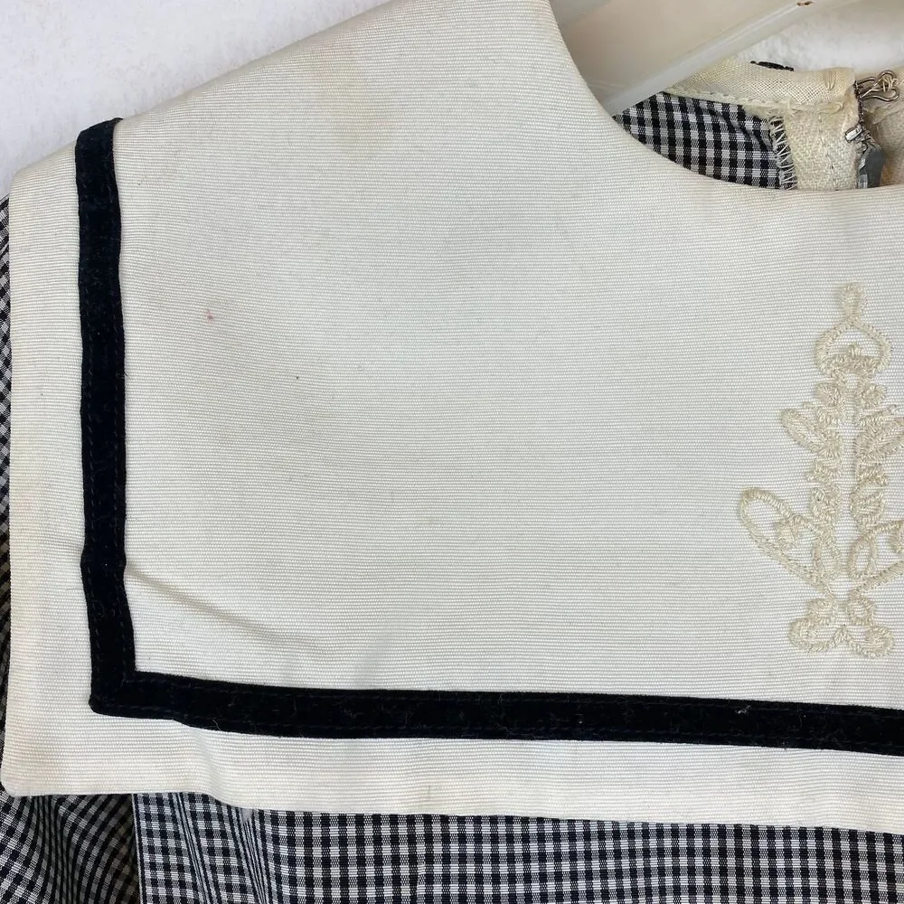 Vintage 60s Barbie Taffeta Black White Check Girls Dress Size 8 1964 Mattel Inc